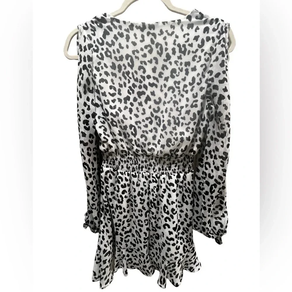 Great Jones dress sz XS leopard print surplice dress cinched waist from Revolve